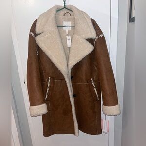 Anthropologie Avec Les Filles .Womans Jacket. Faux Shearling Coat. Size L, NWT.